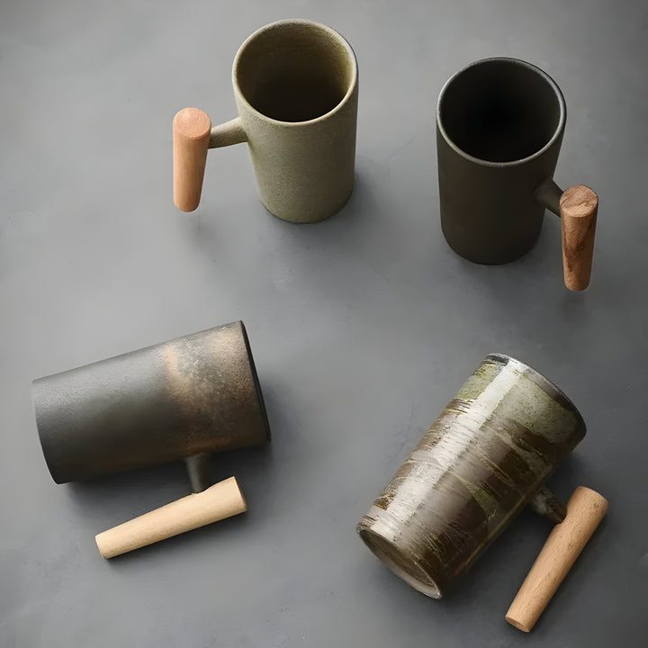 Japanese Style Stoneware Coffee Mug in Earth Tones 8