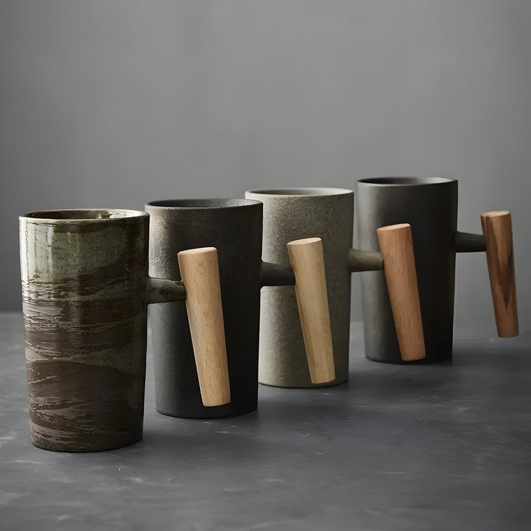 Japanese Style Stoneware Coffee Mug in Earth Tones 5