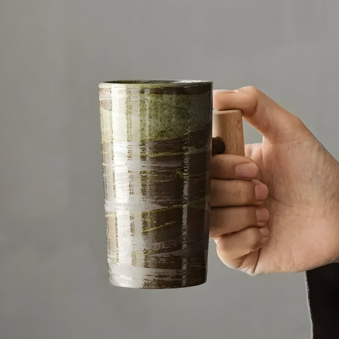 Japanese Style Stoneware Coffee Mug in Earth Tones 9