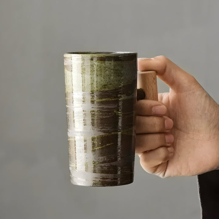 Japanese Style Stoneware Coffee Mug in Earth Tones 9