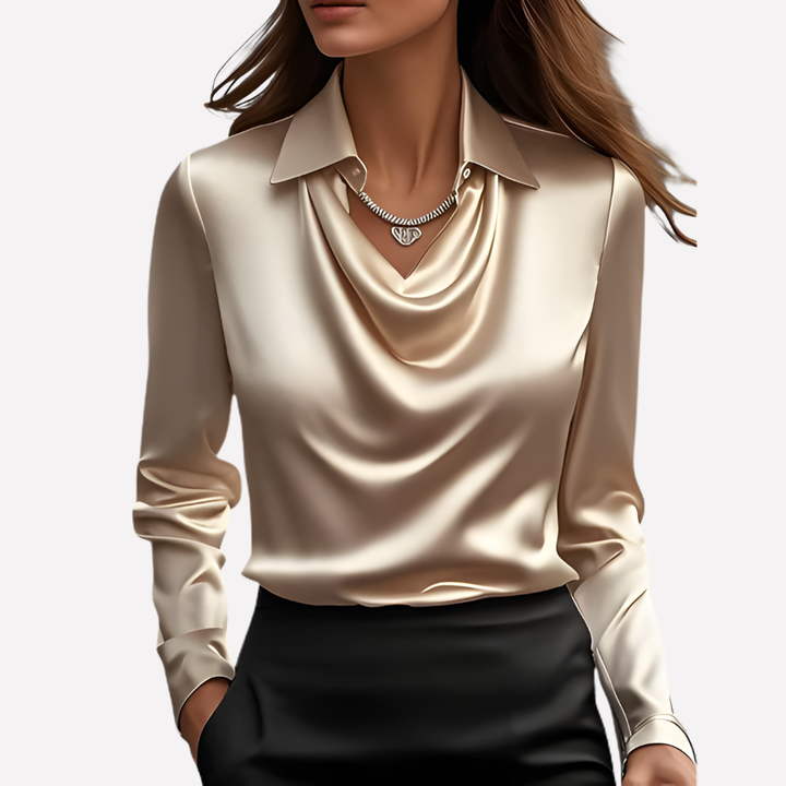 Women's Satin Cowl Neck Long Sleeve Blouse 5