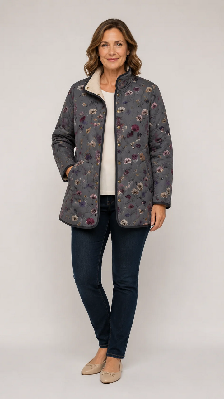 Vintage Floral Quilted Jacket - Lightweight Padded Coat 1