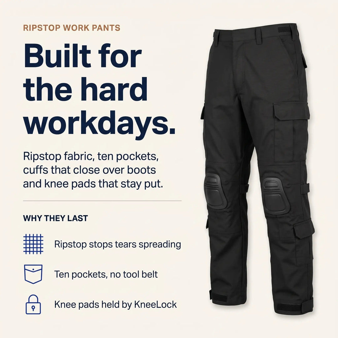 Men's Tactical Cargo Work Pants with 10 Pockets and Reinforced Knees 4