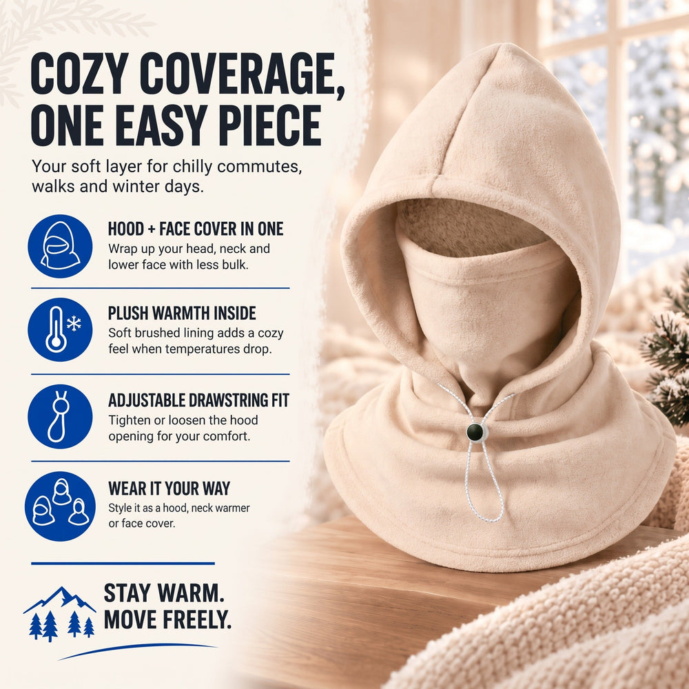 Fleece Balaclava Hood 3-in-1 Face Cover and Neck Warmer with Plush Lining 2