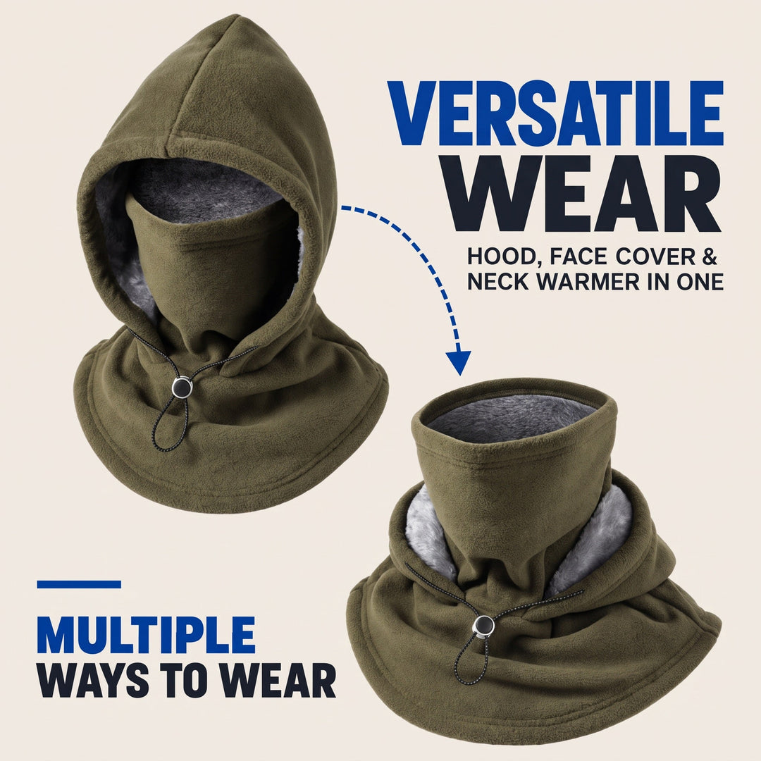 Fleece Balaclava Hood 3-in-1 Face Cover and Neck Warmer with Plush Lining 3