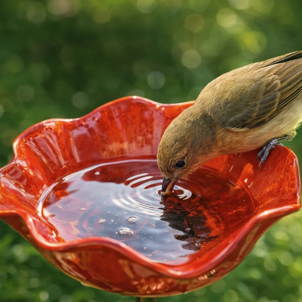 Metal Poppy Flower Bird Bath Stake - Garden & Balcony Decor, 60cm 3