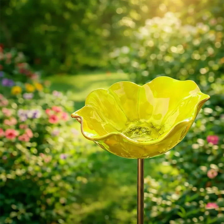 Metal Poppy Flower Bird Bath Stake - Garden & Balcony Decor, 60cm 7