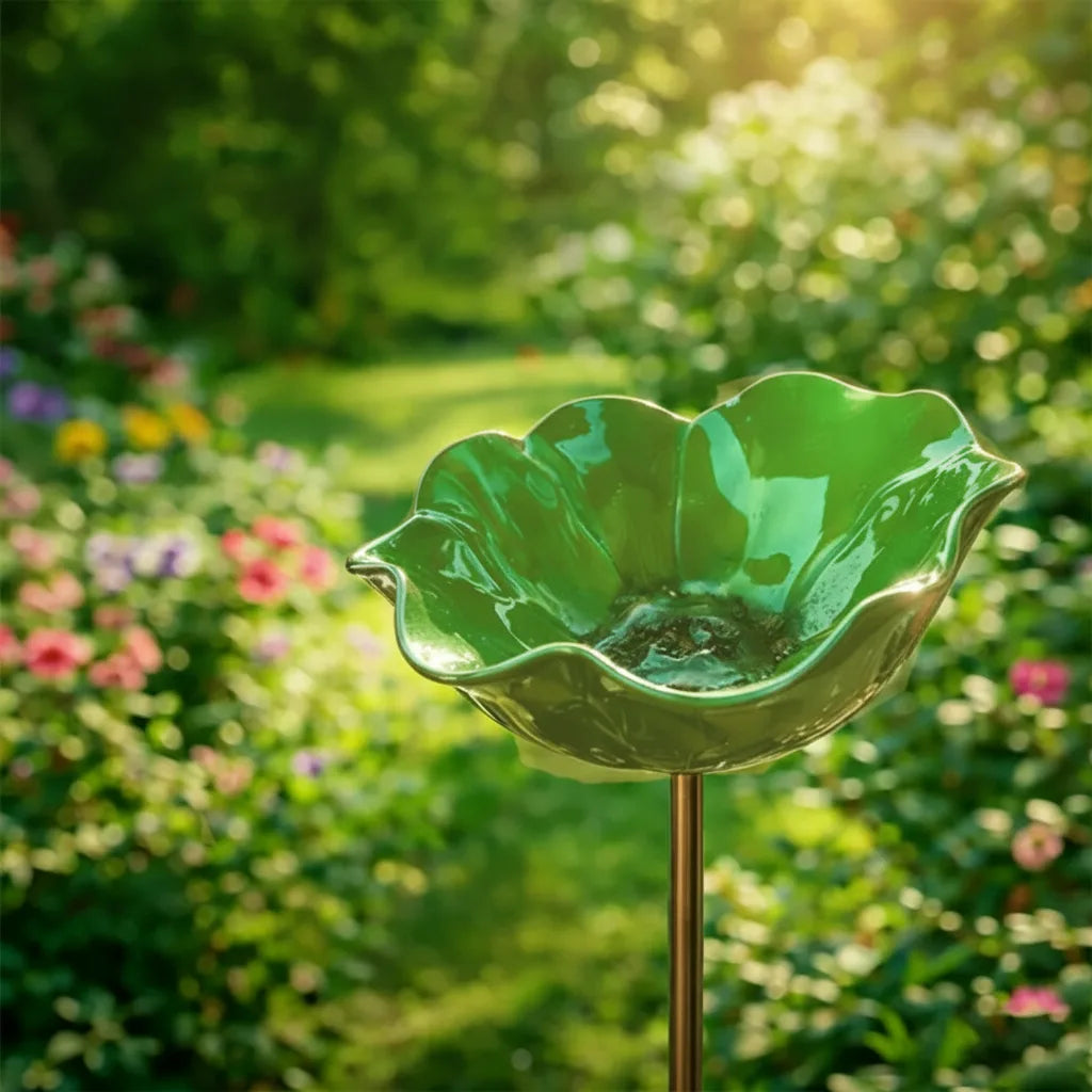 Metal Poppy Flower Bird Bath Stake - Garden & Balcony Decor, 60cm 11