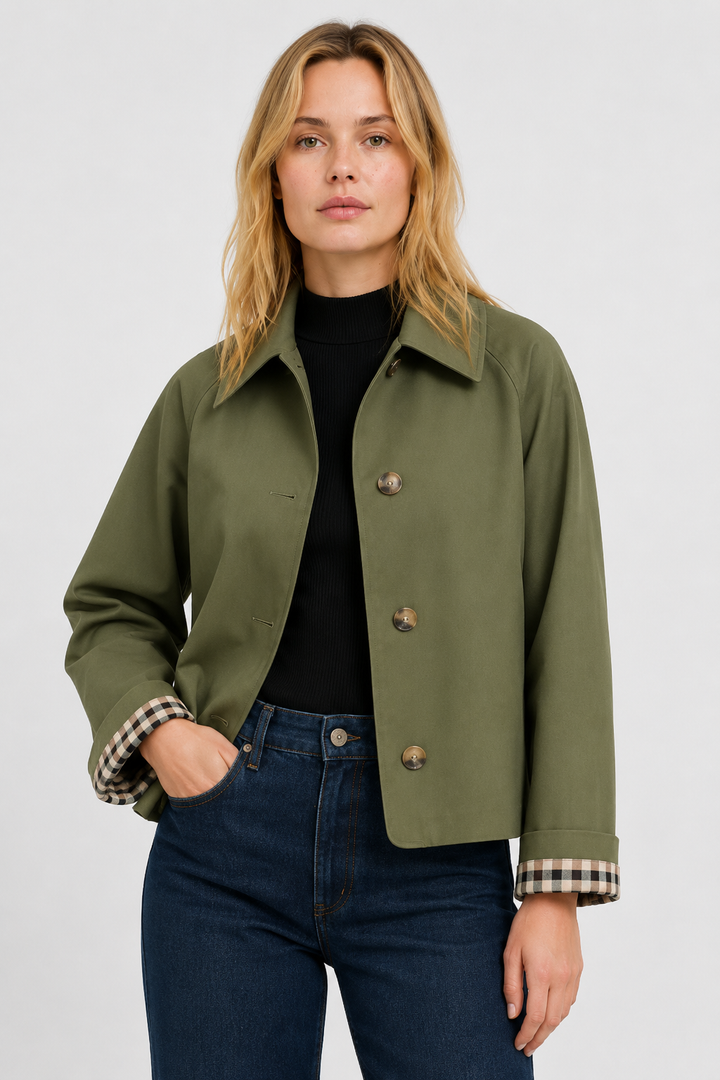 Women's Lightweight Jacket with Relaxed Fit and Vichy Lining 7