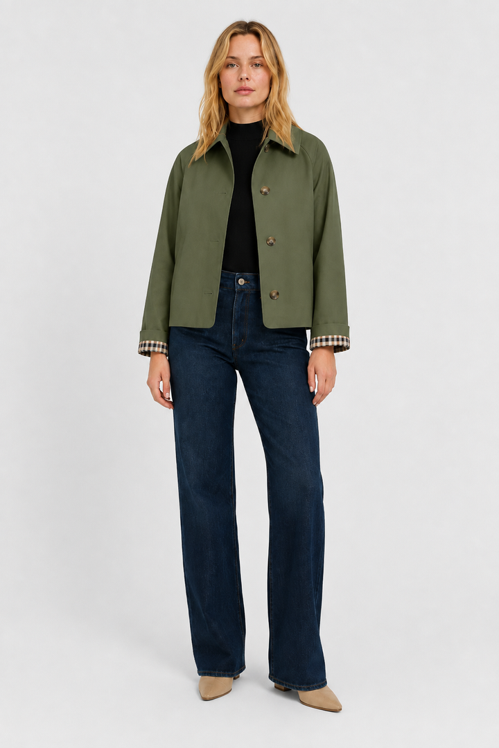 Women's Lightweight Jacket with Relaxed Fit and Vichy Lining 10