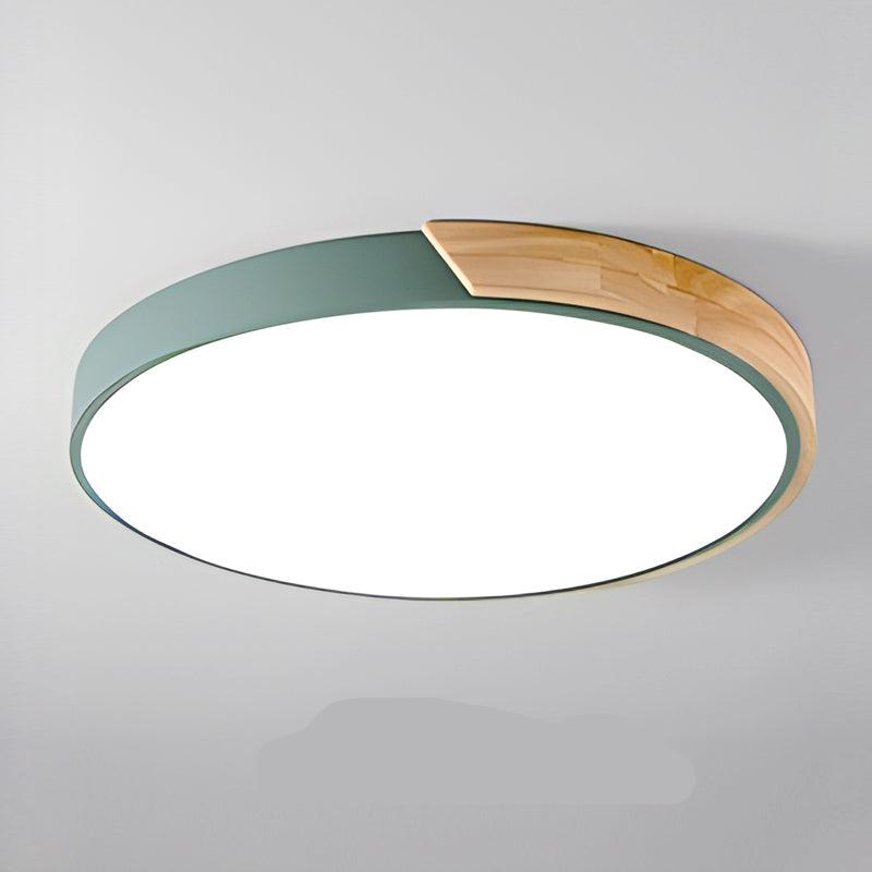 Scandinavian Macaron-Shaped LED Ceiling Light with Wood Accent for Living Room or Bedroom 13