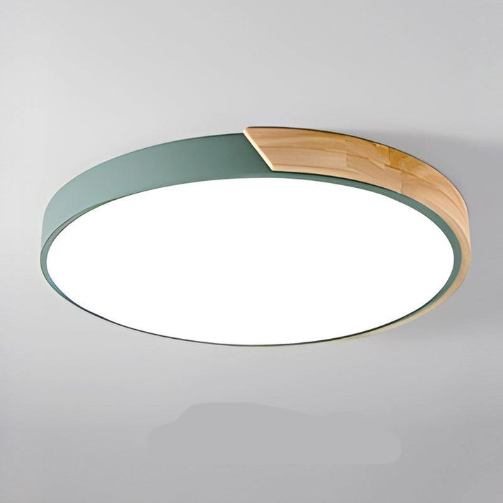 Scandinavian Macaron-Shaped LED Ceiling Light with Wood Accent for Living Room or Bedroom 13