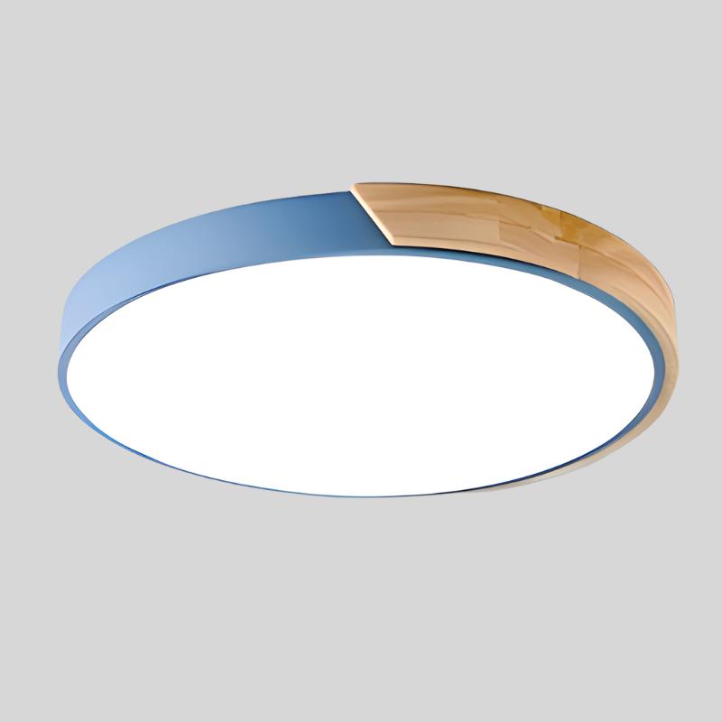 Scandinavian Macaron-Shaped LED Ceiling Light with Wood Accent for Living Room or Bedroom 14