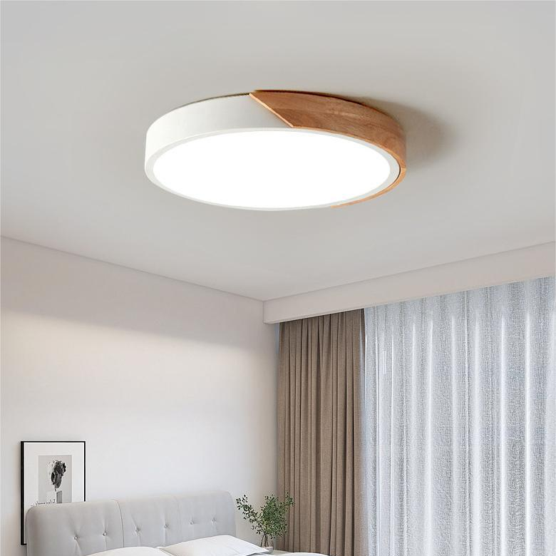 Scandinavian Macaron-Shaped LED Ceiling Light with Wood Accent for Living Room or Bedroom 3