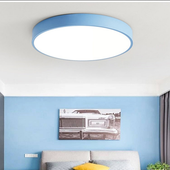 Scandinavian Macaron-Shaped LED Ceiling Light with Wood Accent for Living Room or Bedroom 4