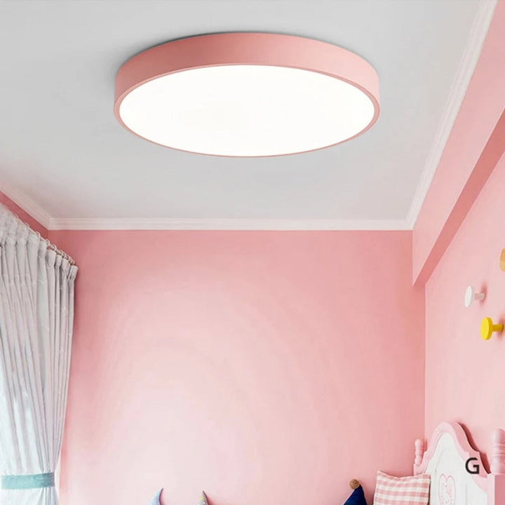 Scandinavian Macaron-Shaped LED Ceiling Light with Wood Accent for Living Room or Bedroom 5