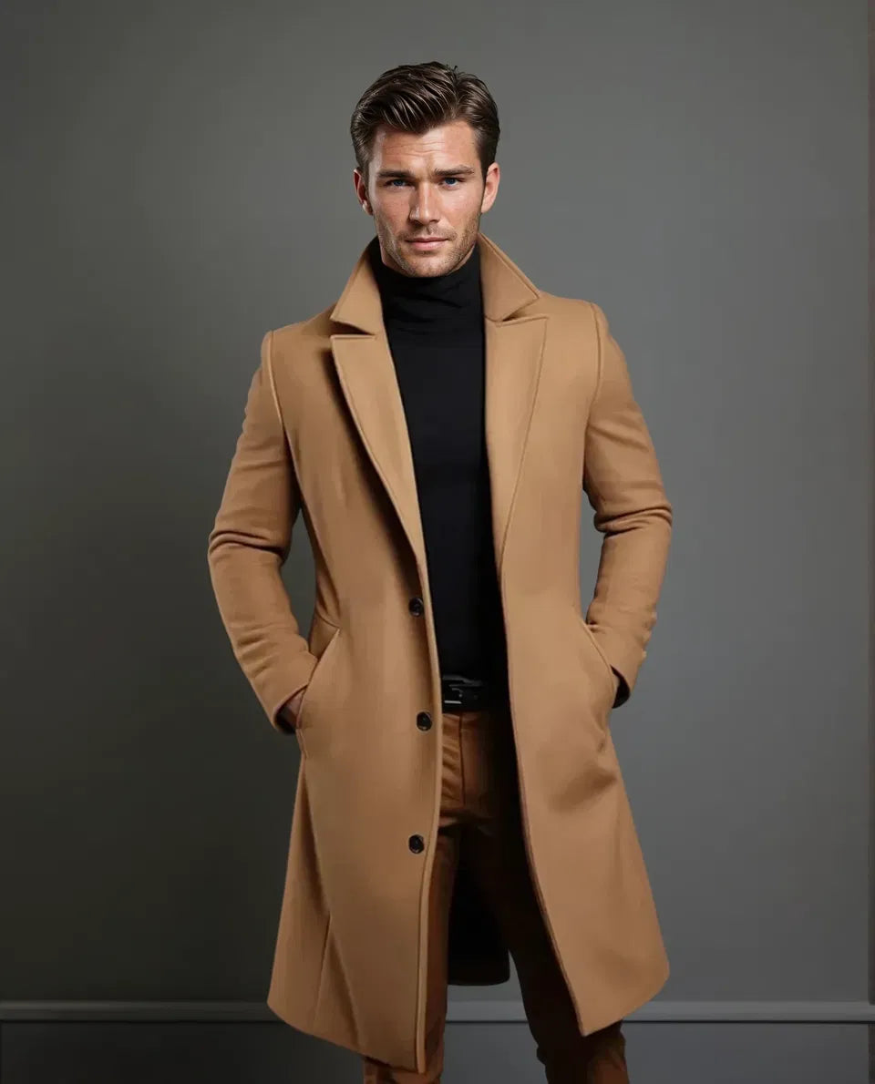 Men's Wool Overcoat – Tailored Longline Winter Coat for Work and City Wear 5