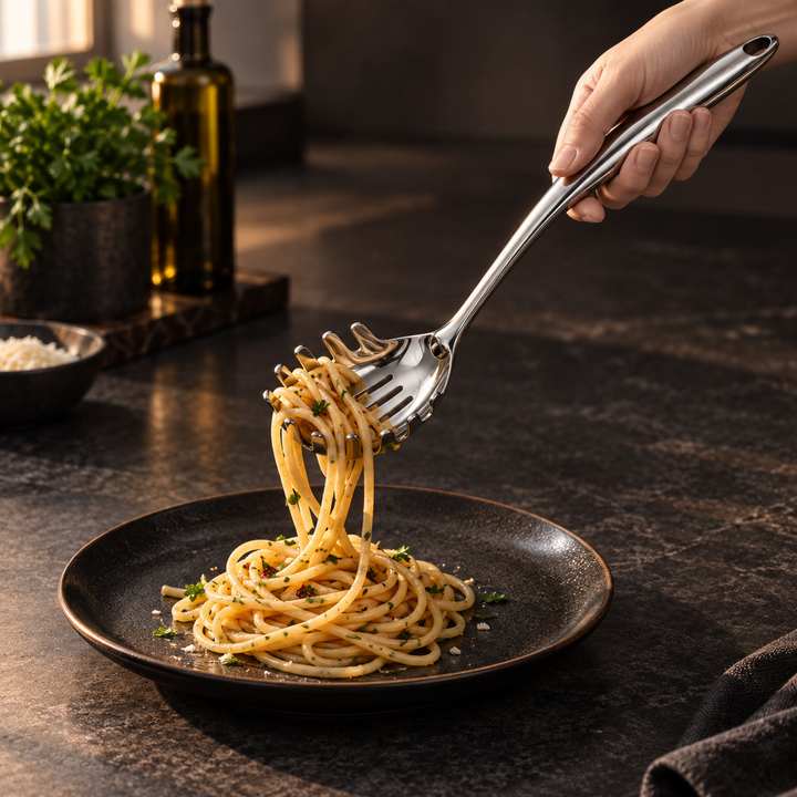 Stainless Steel Kitchen Utensil Set with Curved Handles, 3 to 11 Pieces 11