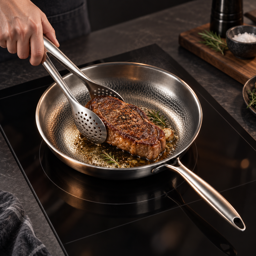 Stainless Steel Kitchen Utensil Set with Curved Handles, 3 to 11 Pieces 9