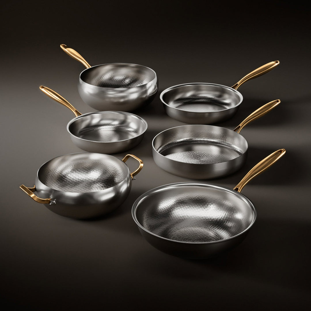 Hammered Titanium Kitchen Set with 3 Lids (10, 11 & 12 Inch) 1