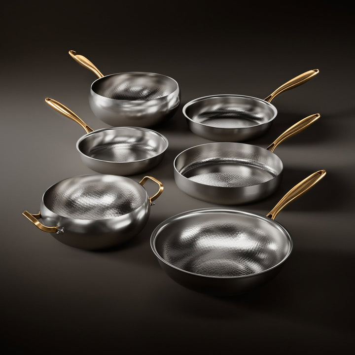 Hammered Titanium Kitchen Set with 3 Lids (10, 11 & 12 Inch) 1