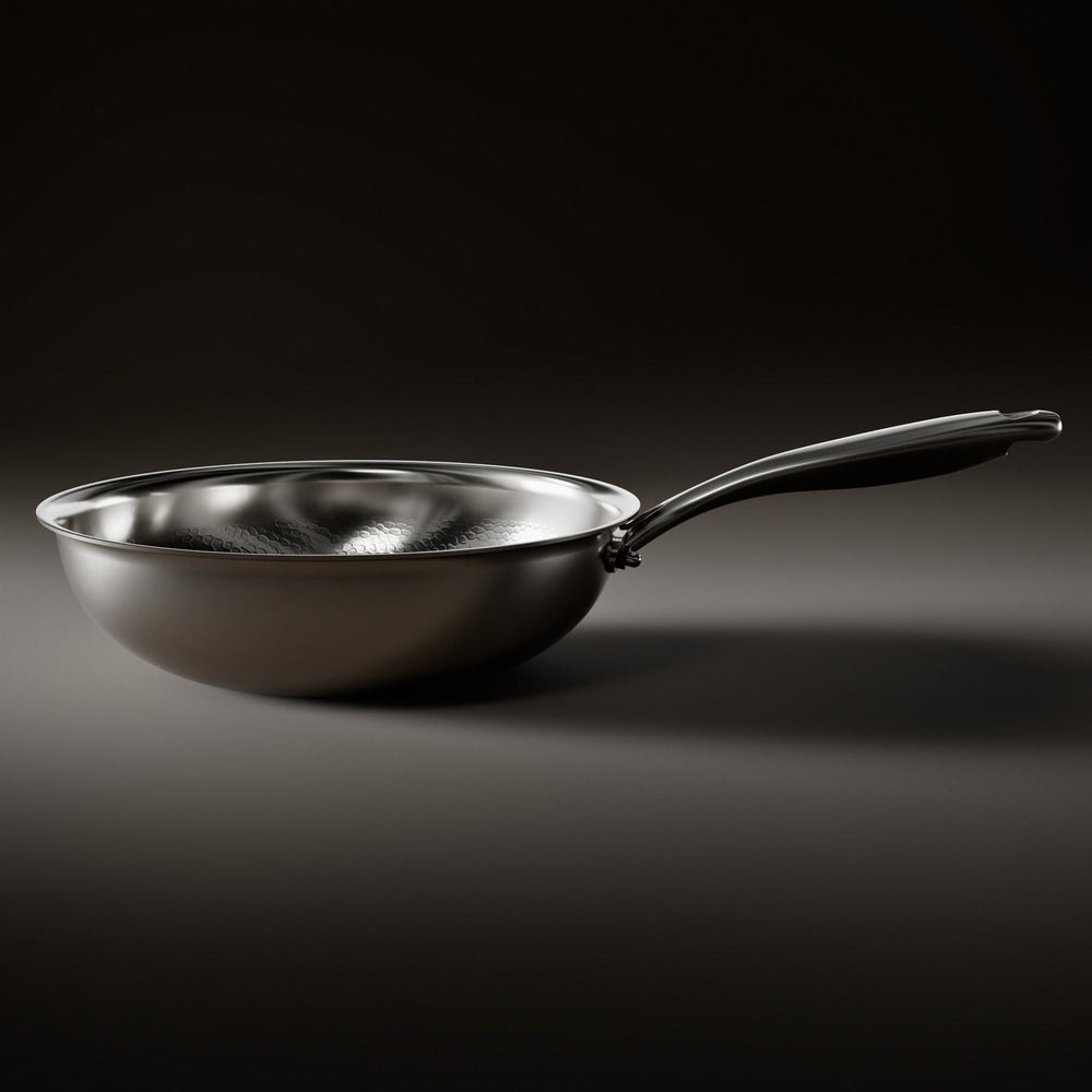 Hand-Hammered Titanium Wok Pan with Flat Bottom 2
