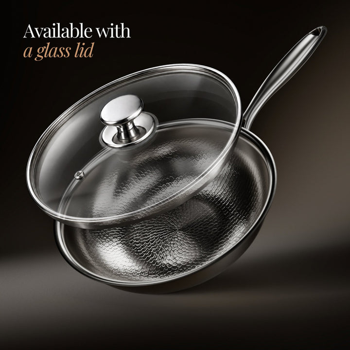 Hammered Titanium Wok Pan with Flat Base, Uncoated and Chemical-Free 3