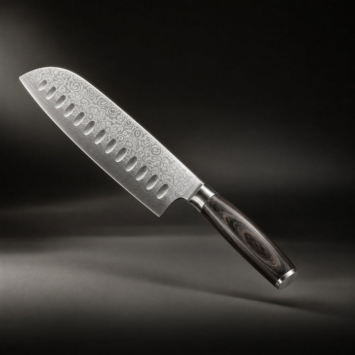 7.1-Inch Japanese-Style Santoku Knife with Layered Steel Blade 1