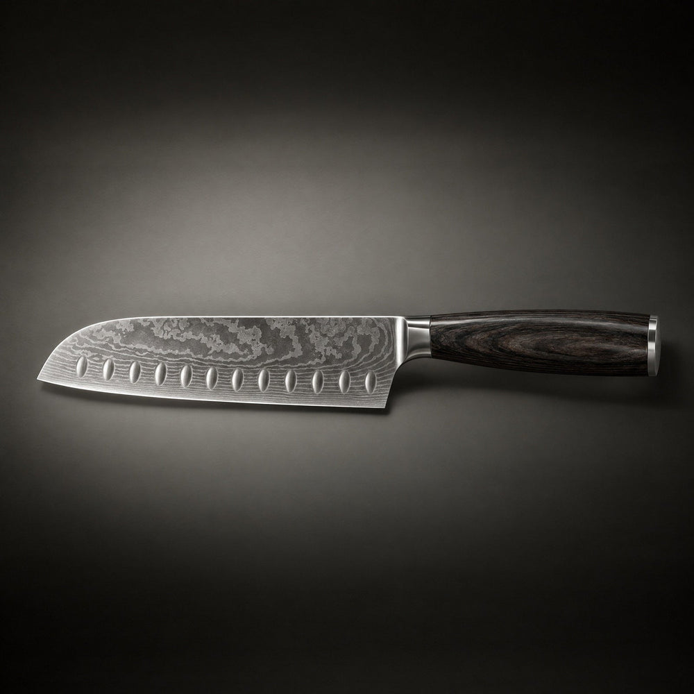 7.1-Inch Japanese-Style Santoku Knife with Layered Steel Blade 2
