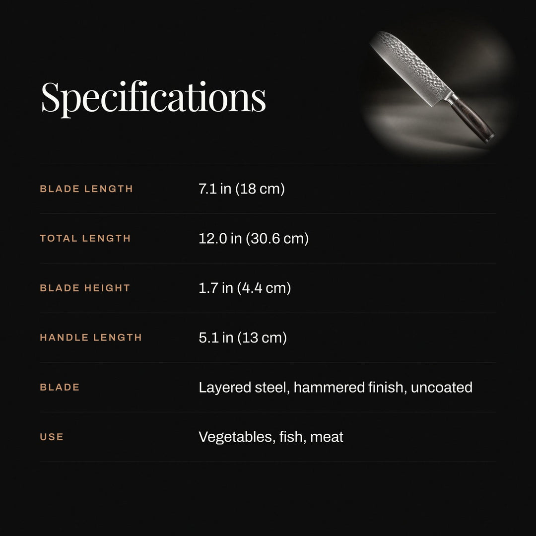Hammered 7.1-Inch Japanese-Style Santoku Knife 4