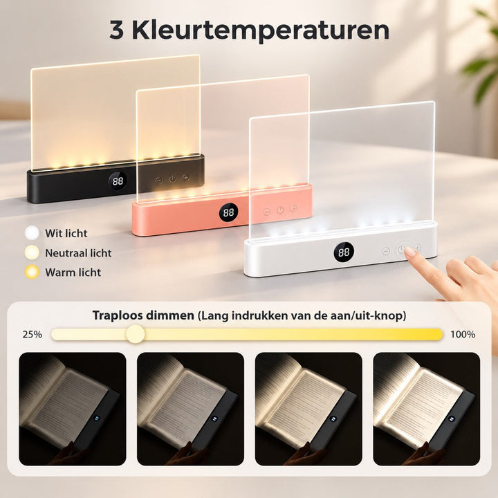 Rechargeable Flat Reading Light for Bed, Dimmable Book Lamp with Timer 12