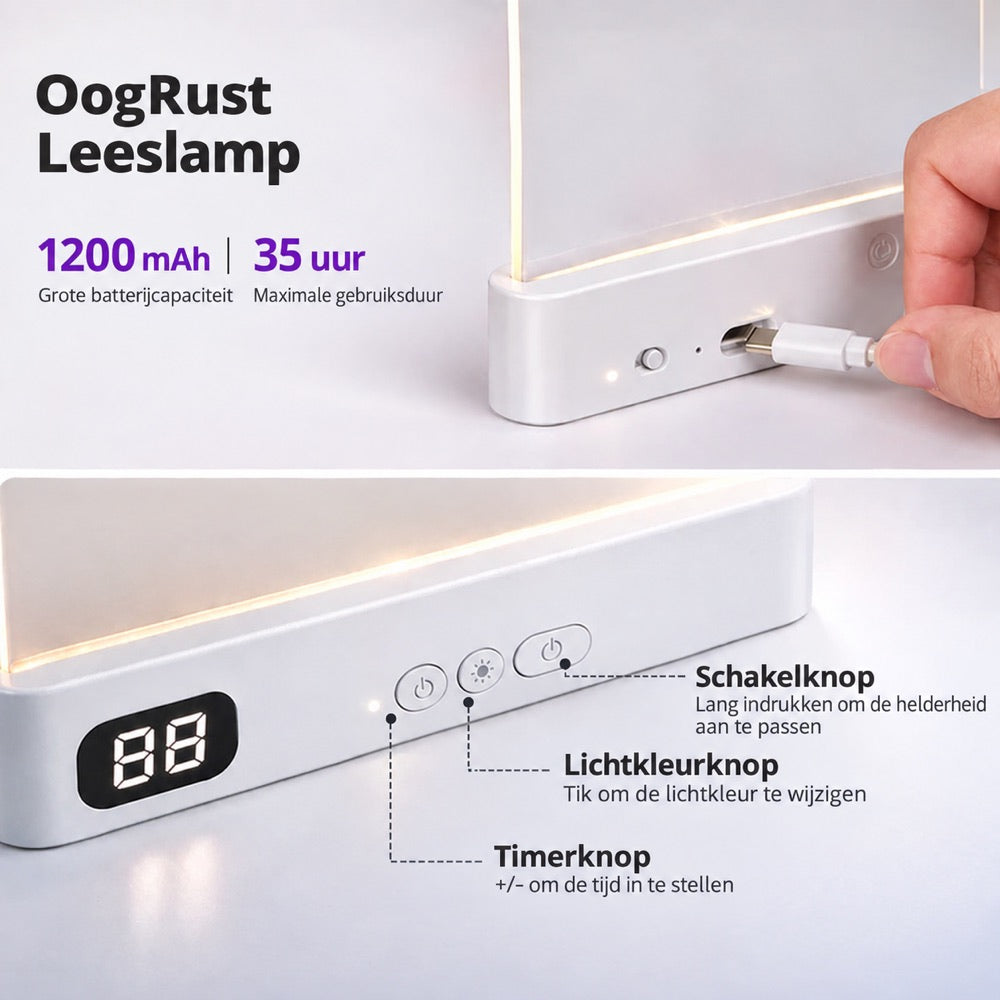 Rechargeable Flat Reading Light for Bed, Dimmable Book Lamp with Timer 8
