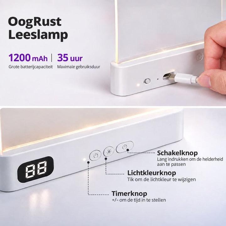 Rechargeable Flat Reading Light for Bed, Dimmable Book Lamp with Timer 8