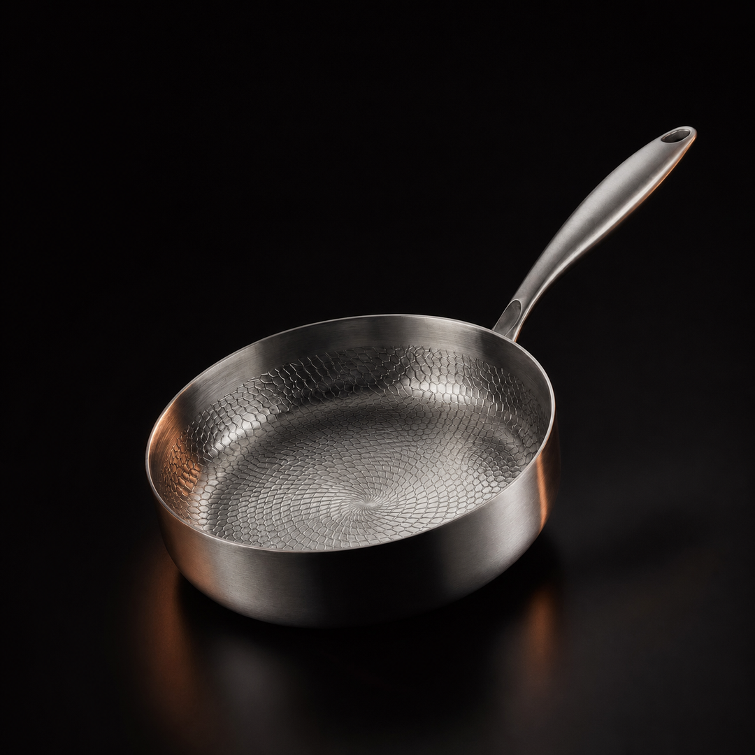 Hand-Hammered High-Wall Titanium Frying Pan 1