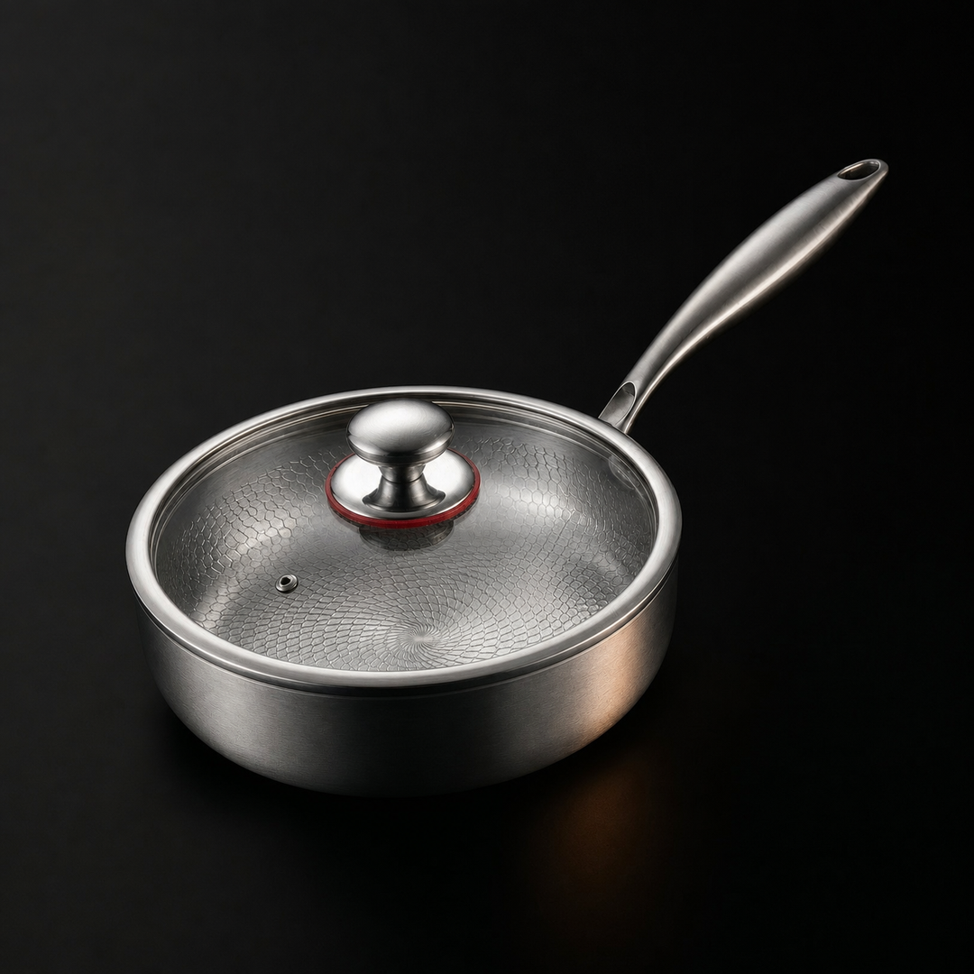 Hammered Titanium Pan with High Rim 3