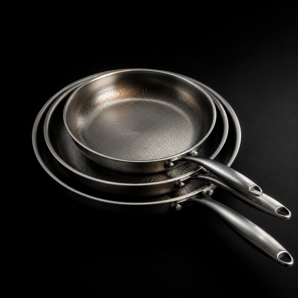 Hand-Hammered Titanium Pan Set - 3 Pieces, PFAS-Free 2