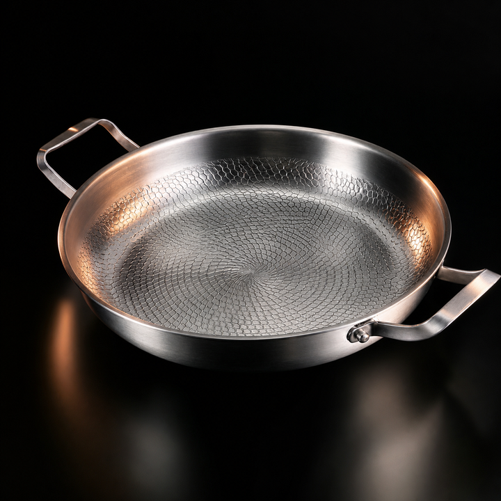 Hand-Hammered Titanium Pan with Two Side Handles 1