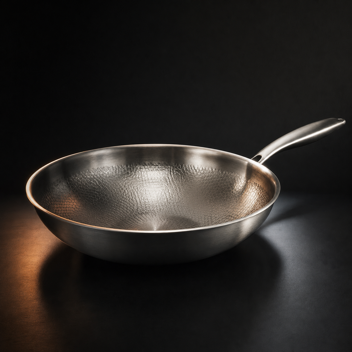 Hammered Titanium Flat-Bottom Wok Pan 1