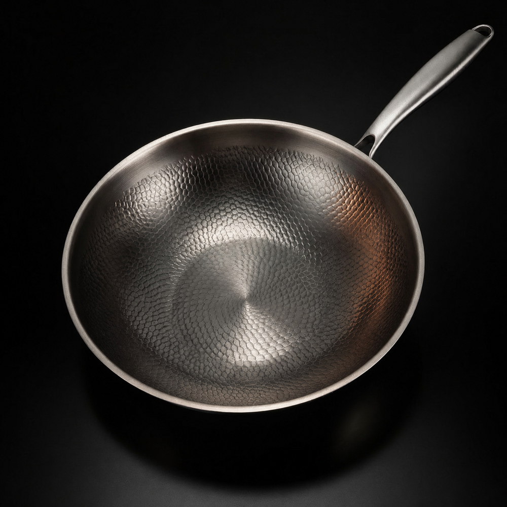 Hammered Titanium Flat-Bottom Wok Pan 2