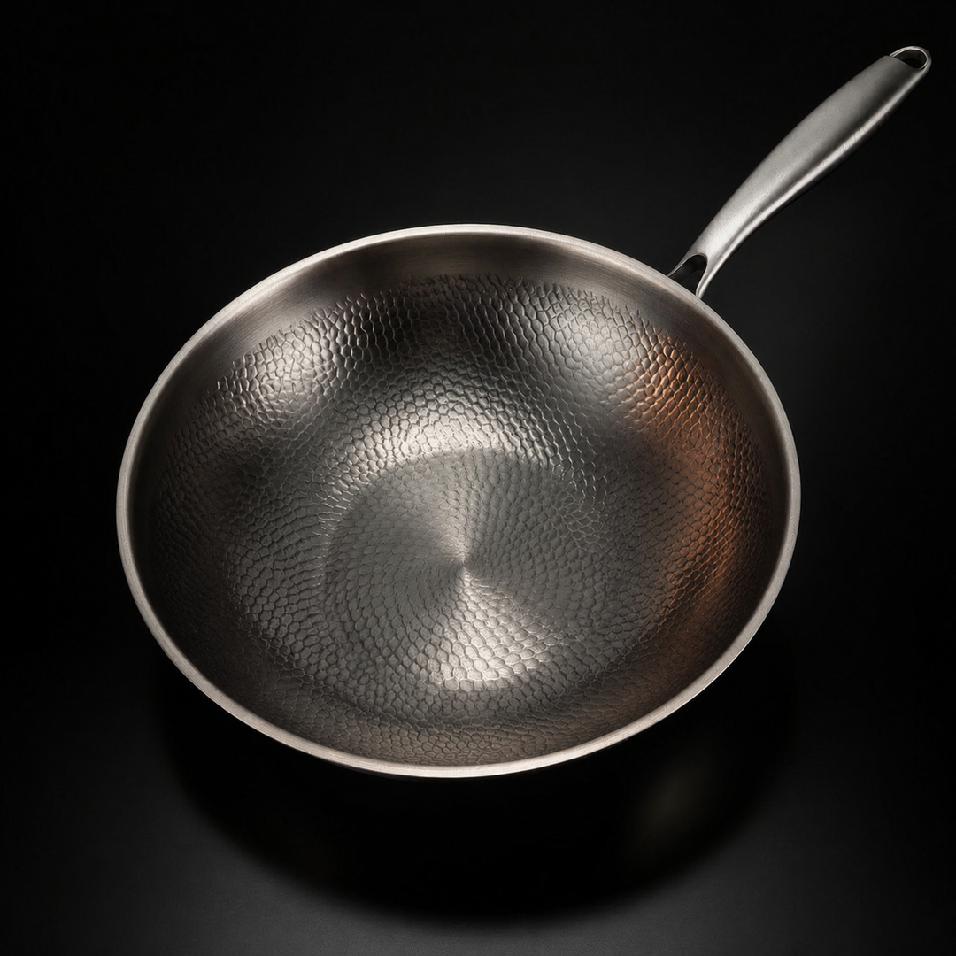 Hammered Titanium Flat-Bottom Wok Pan 2