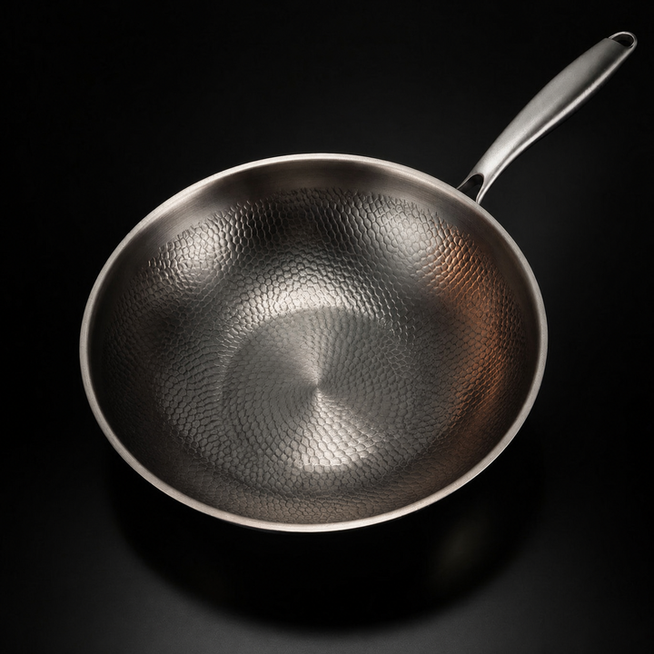 Hammered Titanium Flat-Bottom Wok Pan 2