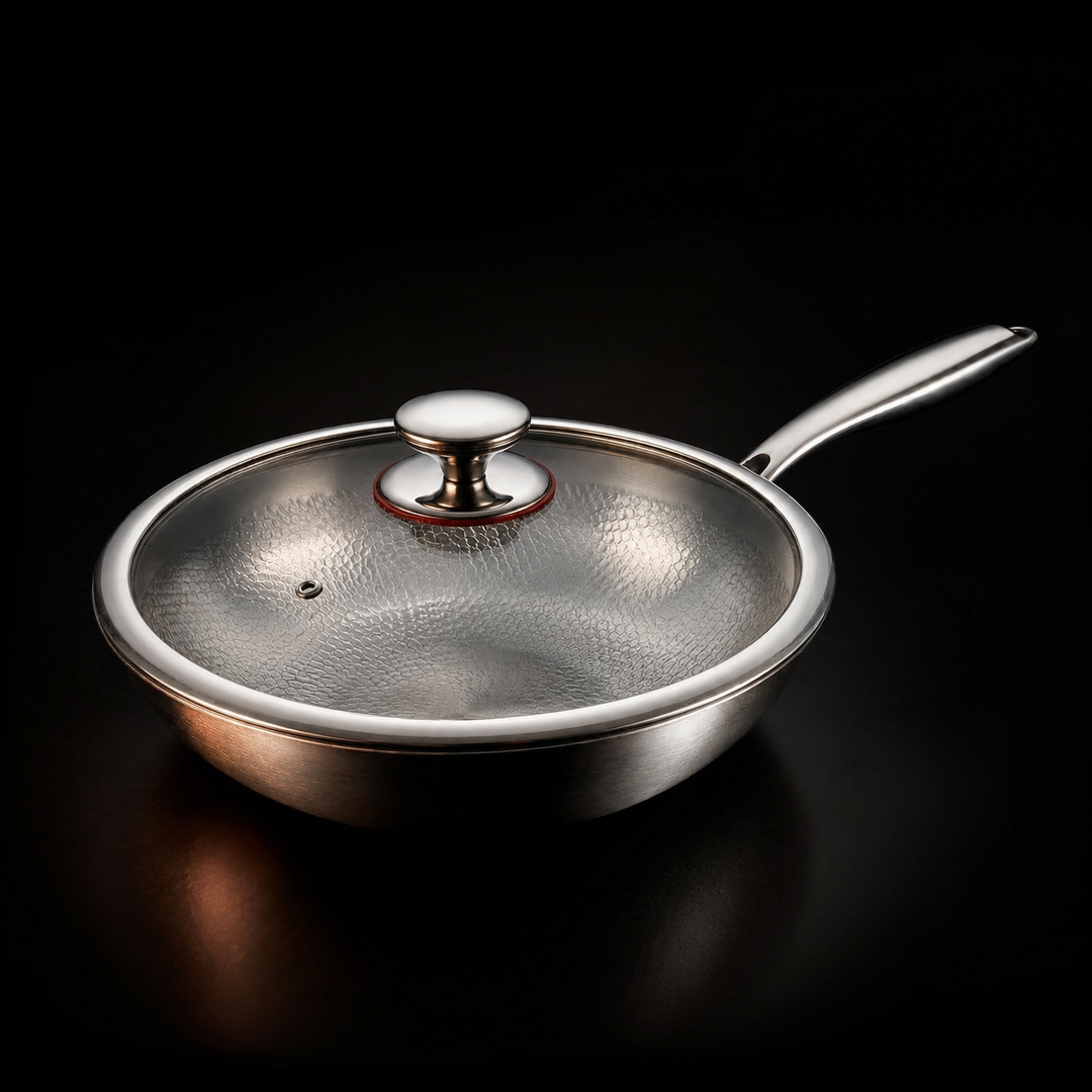 Hammered Titanium Flat-Bottom Wok Pan 3