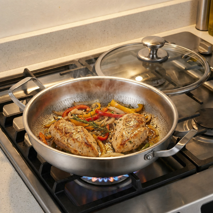 Hand-Hammered Titanium Pan with Two Side Handles 4