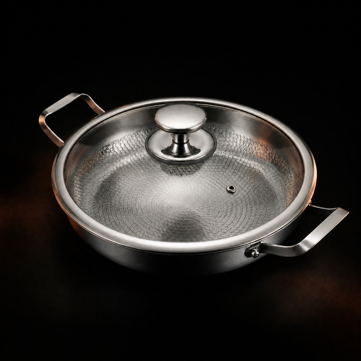 Hand-Hammered Titanium Pan with Two Side Handles 3