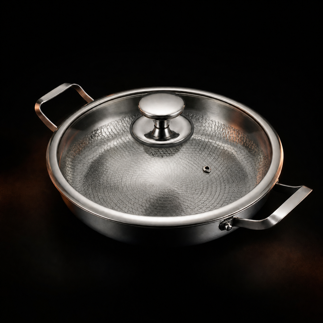 Hammered Titanium Pan with Two Handles, Uncoated and PFAS-Free 4