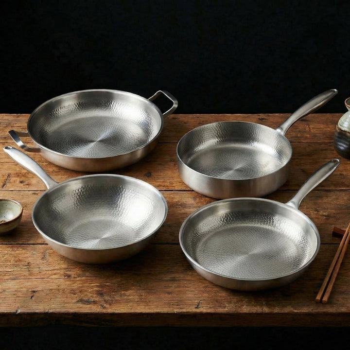 Hand-Hammered Titanium Family Set: 4 Pans & Utensils 9