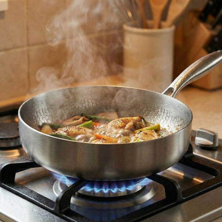 Hand-Hammered High-Wall Titanium Frying Pan 6