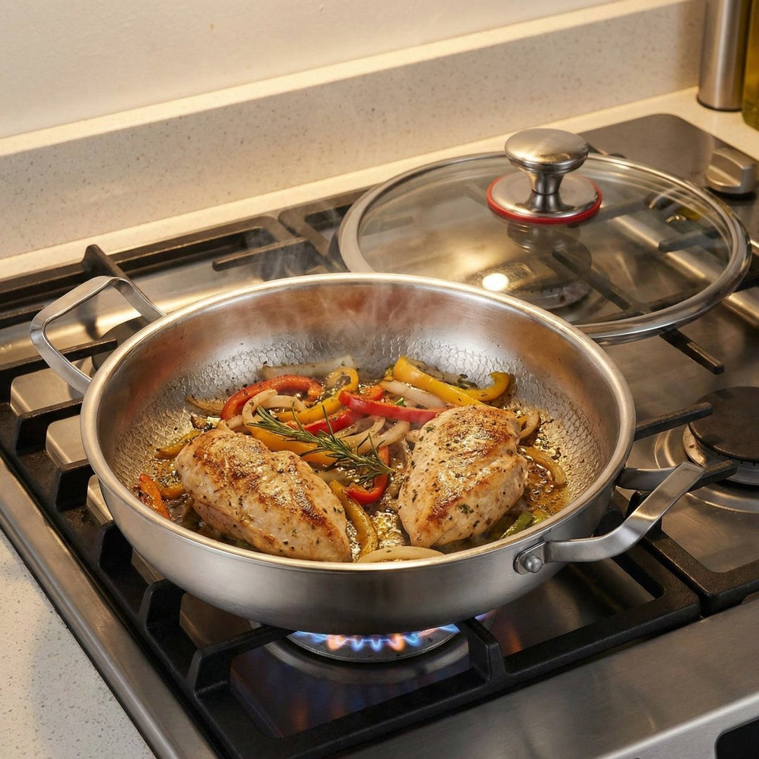 Hammered Titanium Pan with Two Handles 4