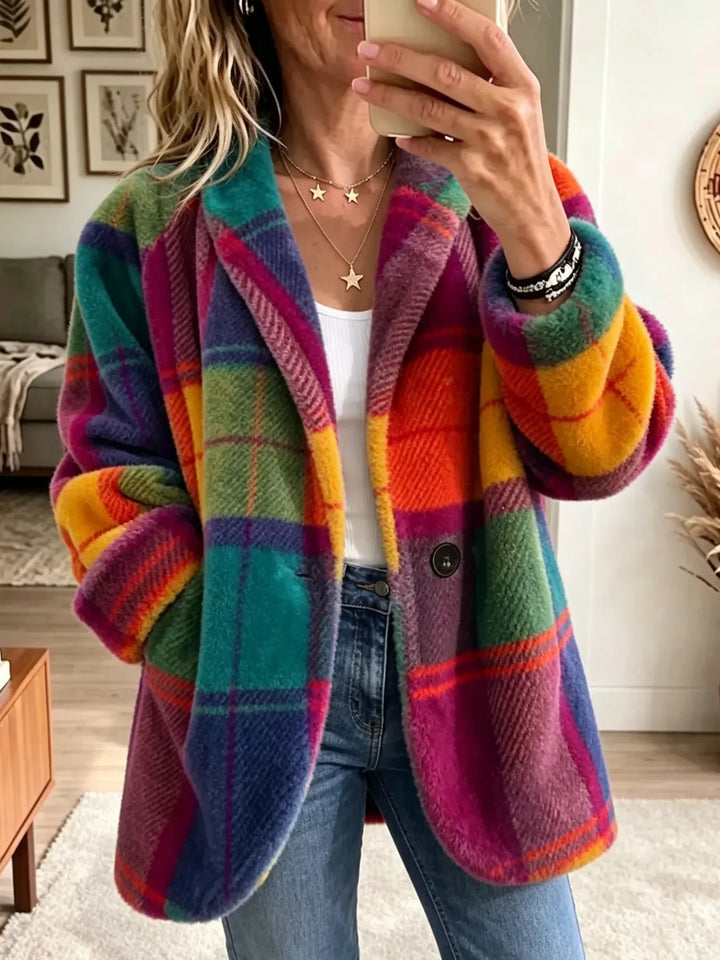 Cozy Multi-Color Plaid Coat 1