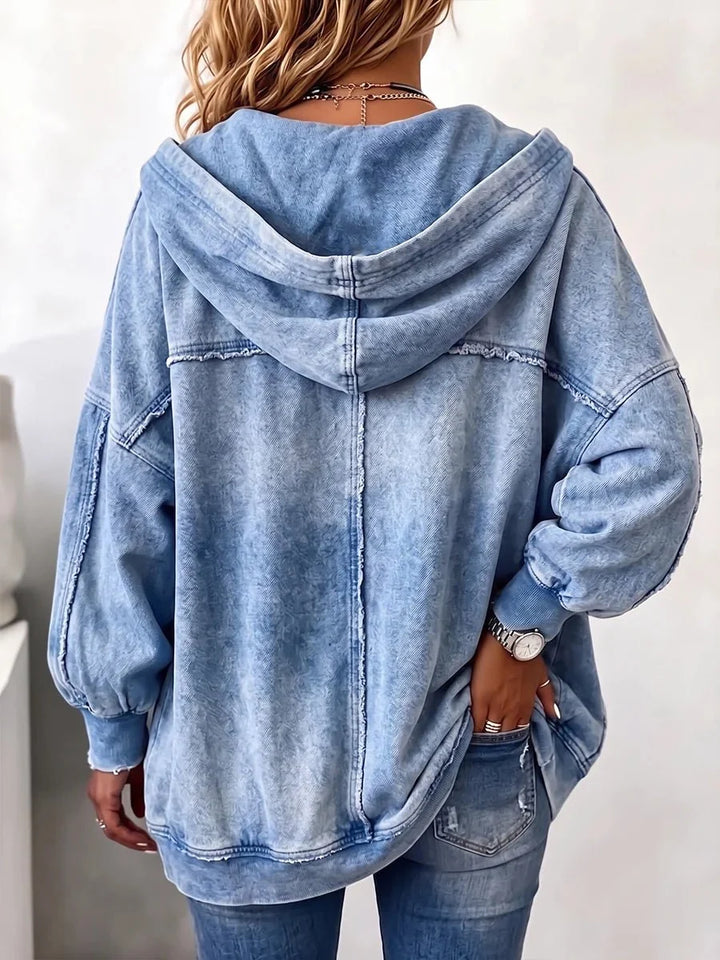 Cozy Vintage-Washed Hooded Sweatshirt Jacket 2